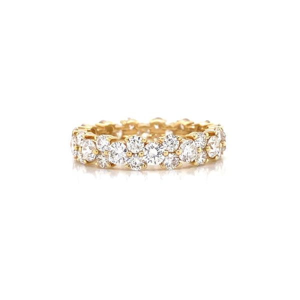 18K Yellow Gold Diamond Cluster Eternity Band-Rings-pink diamond-