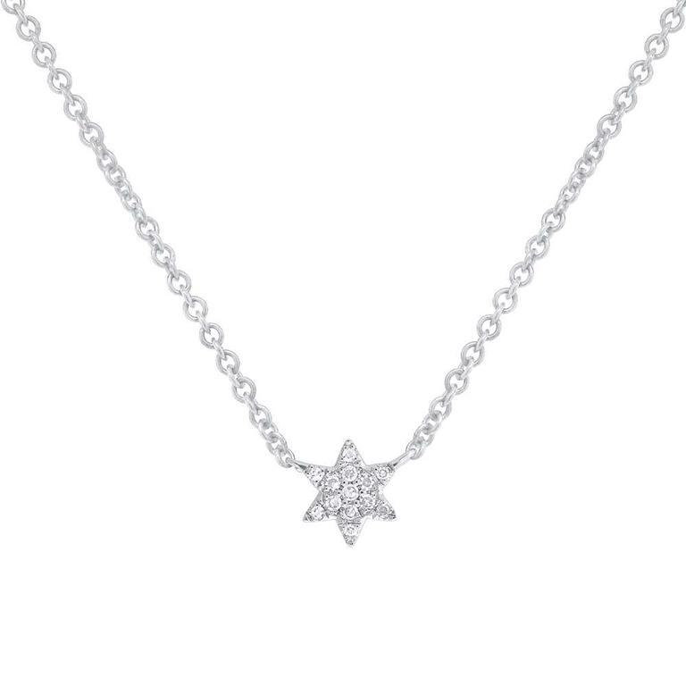 14K White Gold Dainty Diamond Star of David Necklace-Necklaces-Maurice's Jewelers-
