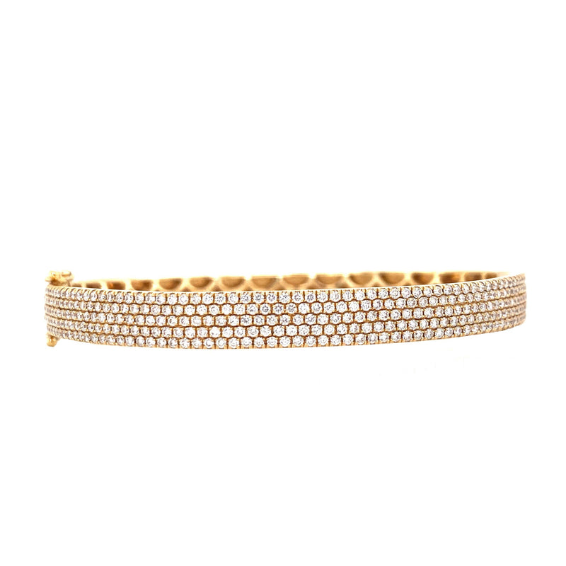 18K Yellow Gold Diamond 5 Row Diamond Hinged Bangle-Bangles-first image design corp-