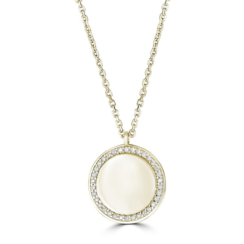 14K Yellow Gold Diamond Round Plate Necklace-Necklaces-Maurice's Jewelers-