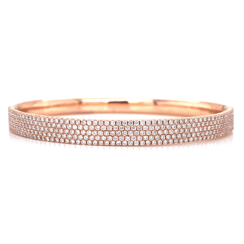 14K Rose Gold Diamond 5 Row Hinged Bangle-Bangles-first image design corp-