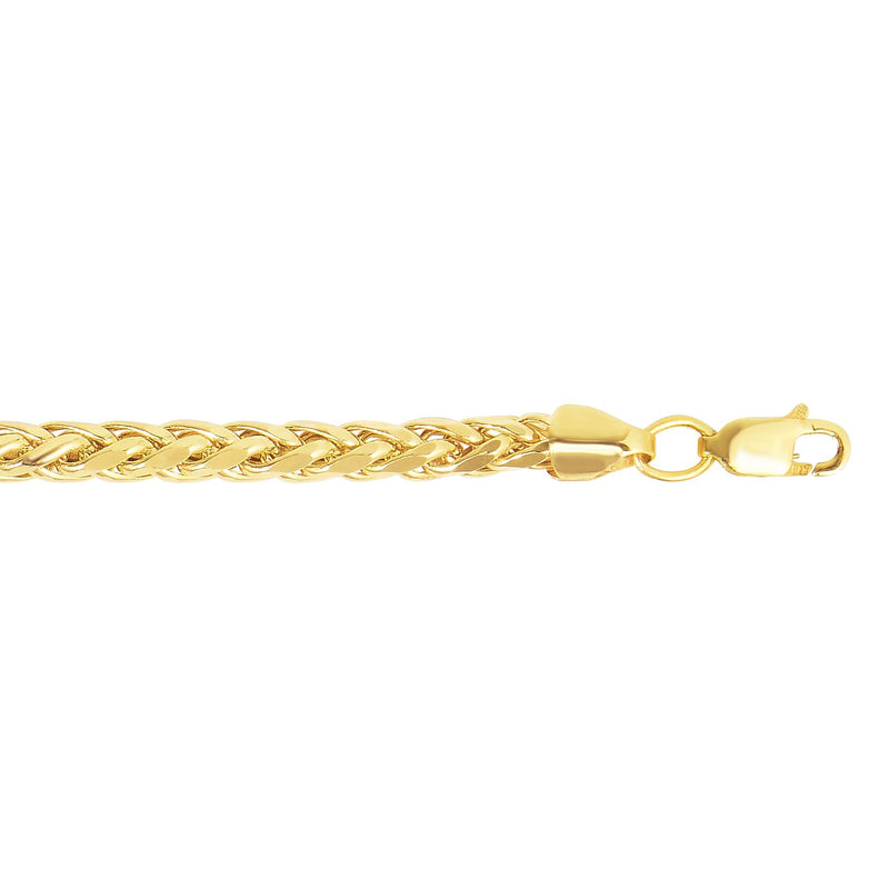 Yellow 14K Gold 4.1mm Diamond Cut Lite Round Wheat Chain-MENS NECKLACE-MAURICE'S JEWELERS-