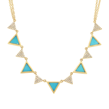 14K White Gold Diamond and Composite Turquoise Triangle Necklace-Necklaces-Maurice's Jewelers-Yellow Gold-