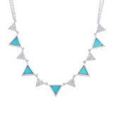 14K Rose Gold Diamond and Composite Turquoise Triangle Necklace