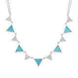 14K White Gold Diamond and Composite Turquoise Triangle Necklace-Necklaces-Maurice's Jewelers-White Gold-