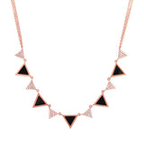 14K White Gold Diamond and Onyx Triangle Necklace-Necklaces-Maurice's Jewelers-Rose Gold-