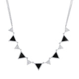 14K White Gold Diamond and Onyx Triangle Necklace-Necklaces-Maurice's Jewelers-White Gold-