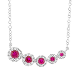 14K White Gold Diamond and Ruby Halo Necklace-Necklaces-Maurice's Jewelers-White Gold-