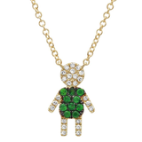 14K Yellow Gold Diamond and Tsavorite Boy Necklace-Necklaces-superbell-Yellow Gold-