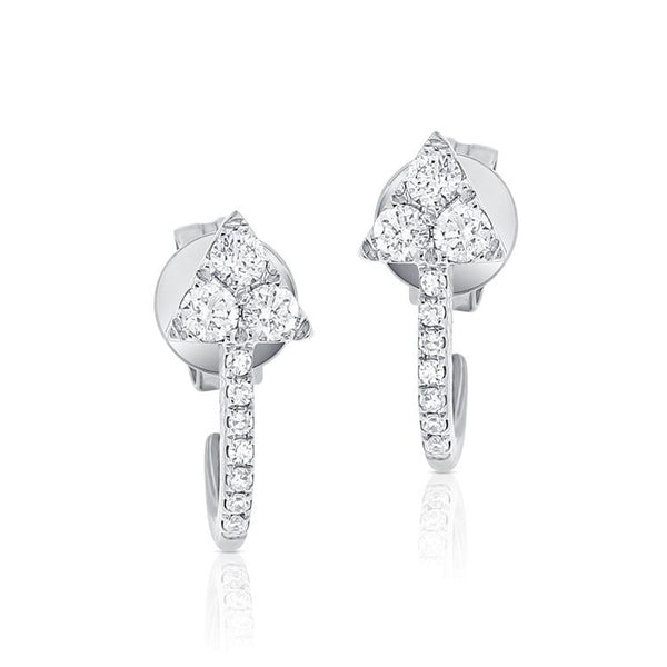 14K White Gold Diamond Arrow Earrings