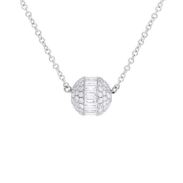 14K White Gold Diamond Small Ball Necklace