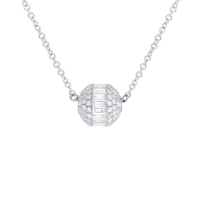 14K White Gold Diamond Small Ball Necklace-Necklaces-Maurice's Jewelers-