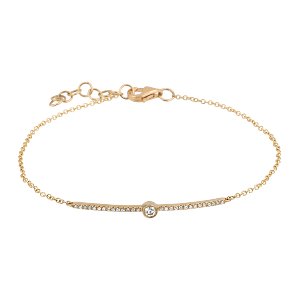 14K Yellow Gold Diamond Bar Stackable Bracelet