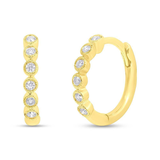 14K White Gold Diamond Bezel Huggie Earrings-Earrings-Maurice's Jewelers-Yellow Gold-