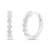 14K White Gold Diamond Bezel Huggie Earrings-Earrings-Maurice's Jewelers-White Gold-