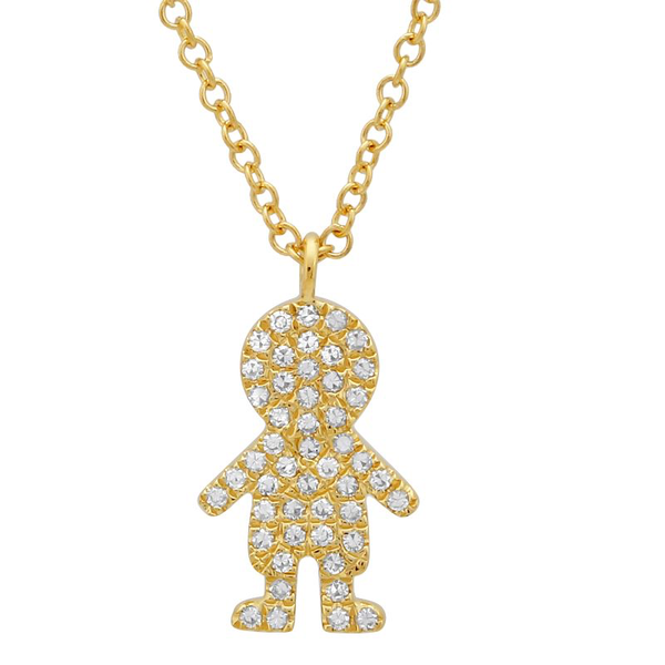 14K White Gold Diamond Boy Necklace
