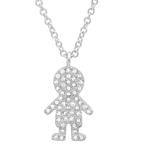 14K Yellow Gold Diamond Boy Pendant