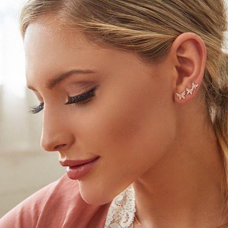 14K White Gold Diamond Butterfly Earrings-Earrings-majolie-