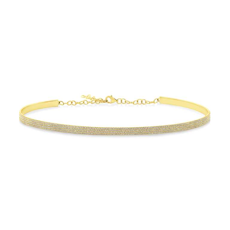 14K Rose Gold Diamond Choker Necklace-Necklaces-Maurice's Jewelers-Yellow Gold-