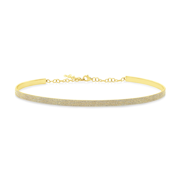 14K Yellow Gold Diamond Choker Necklace