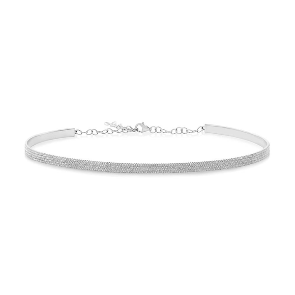 14K White Gold Diamond Choker Necklace