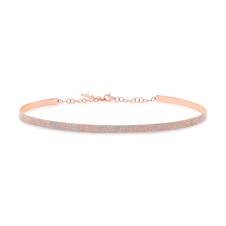 14K Rose Gold Diamond Choker Necklace