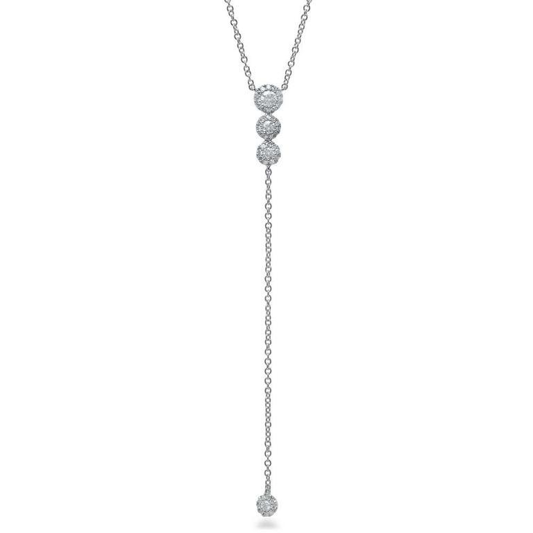 14K Yellow Gold Diamond Circle Lariat necklace
