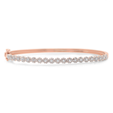 14K Rose Gold Diamond Cluster Small Bangle