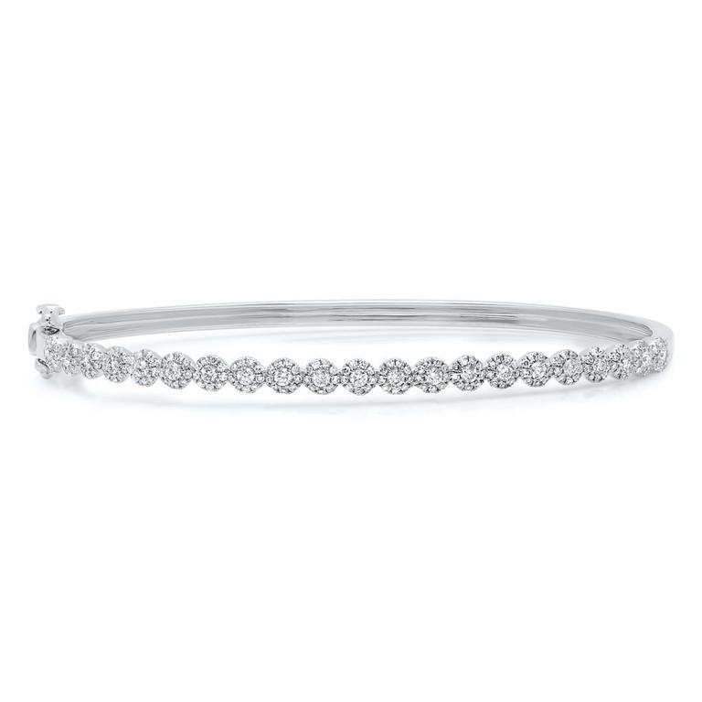14K Rose Gold Diamond Cluster Small Bangle