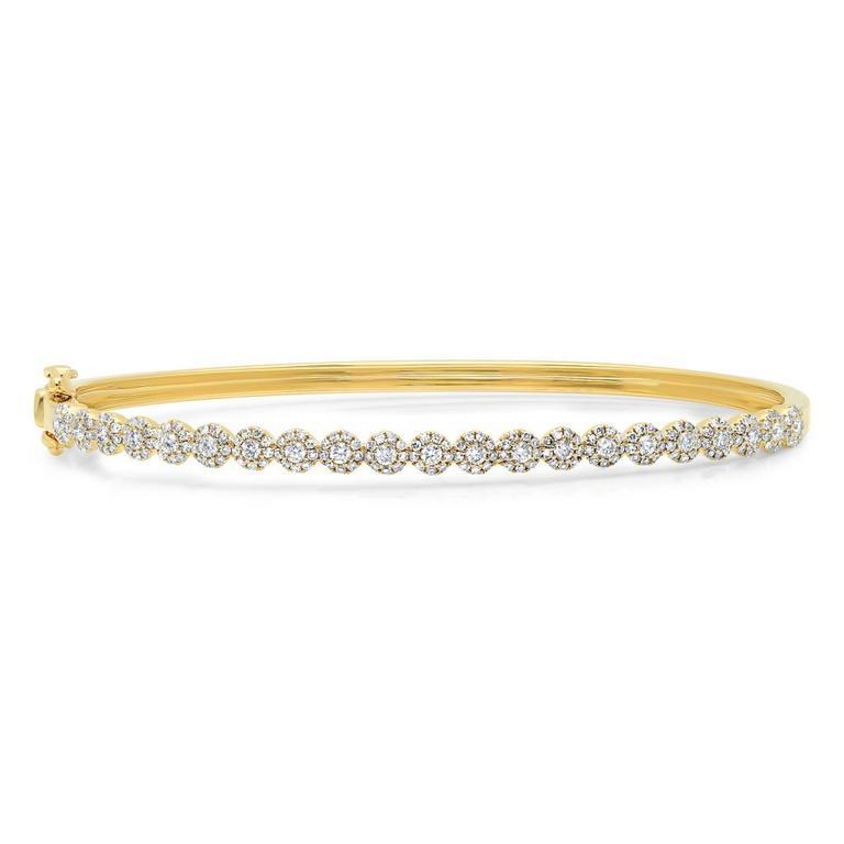 14K Rose Gold Diamond Cluster Small Bangle