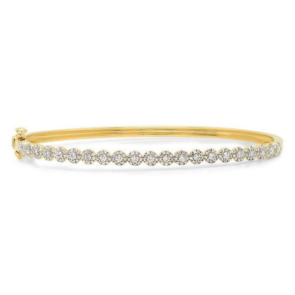 14K Yellow Gold Diamond Cluster Small Bangle-Bracelets-Maurice's Jewelers-Yellow Gold-