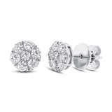 18K White Gold Diamond Cluster Stud Earrings-Earrings-Maurice's Jewelers-White Gold-