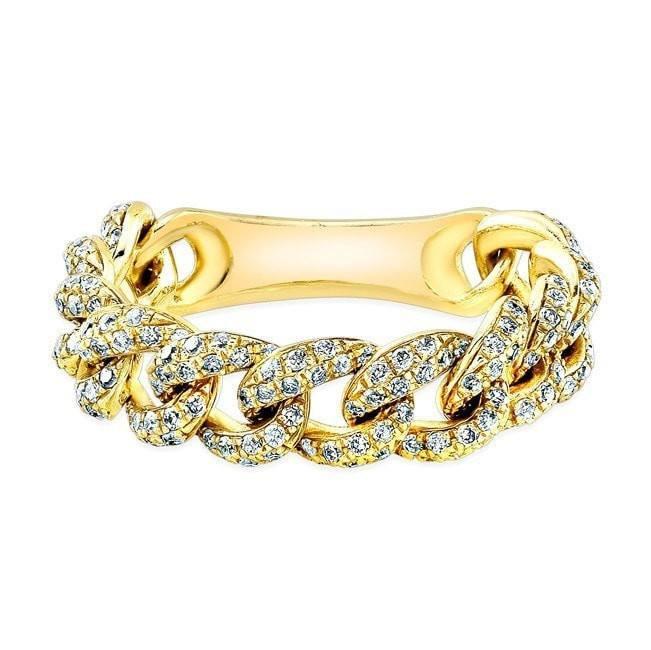 14K White Gold Diamond Curb Link Flexible Ring