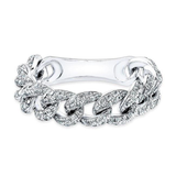 14K White Gold Diamond Curb Link Flexible Ring