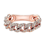 14K Rose Gold Diamond Curb Link Flexible Ring