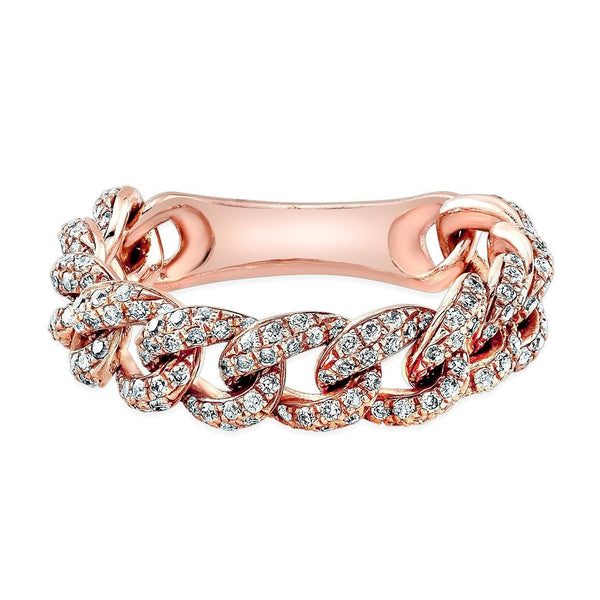 14K Rose Gold Diamond Curb Link Flexible Ring