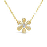 14K White Gold Diamond Daisy Flower Necklace-Necklaces-Maurice's Jewelers-Yellow Gold-