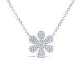 14K Rose Gold Diamond Daisy Flower Necklace-Necklaces-Maurice's Jewelers-White Gold-