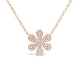 14K White Gold Diamond Daisy Flower Necklace-Necklaces-Maurice's Jewelers-Rose Gold-
