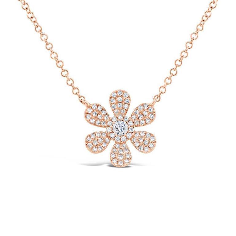 14K White Gold Diamond Daisy Flower Necklace-Necklaces-Maurice's Jewelers-Rose Gold-
