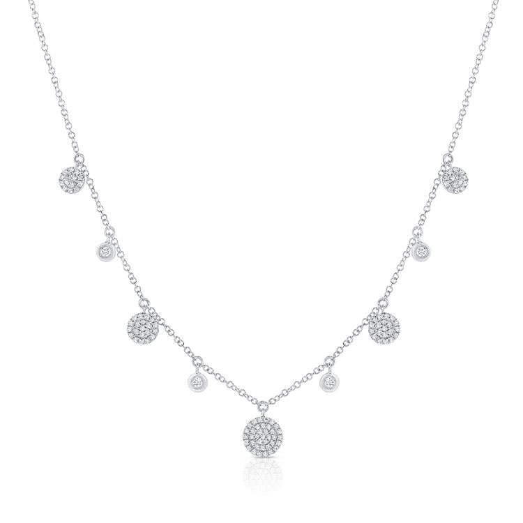 14K White Gold Diamond Disc Dangle Necklace-Necklaces-Maurice's Jewelers-