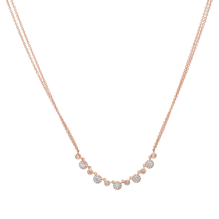 14K White Gold Diamond Disc Double Chain Necklace-Necklaces-Maurice's Jewelers-Rose Gold-