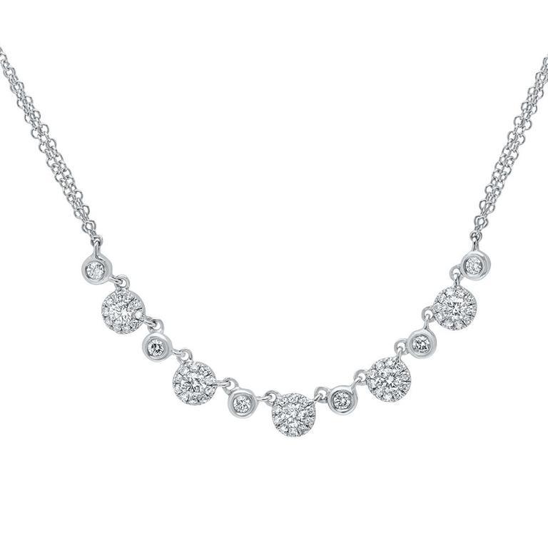 14K White Gold Diamond Disc Double Chain Necklace-Necklaces-Maurice's Jewelers-White Gold-