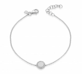 White Gold 14K Diamond Disc Engraveable Bracelet-Bracelets-majolie-White Gold-