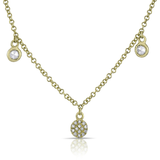 Diamond Disc Mini Disc and White Topaz Drop Necklace-Necklaces-majolie-