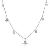Diamond Disc Mini Disc and White Topaz Drop Necklace-Necklaces-majolie-White Gold-