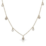 Diamond Disc Mini Disc and White Topaz Drop Necklace-Necklaces-majolie-Rose Gold-