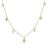 Diamond Disc Mini Disc and White Topaz Drop Necklace-Necklaces-majolie-Yellow Gold-