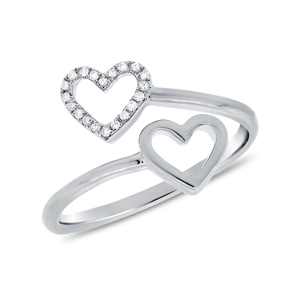 14K Rose Gold Diamond Double Heart Ring
