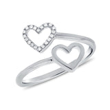 14K White Gold Diamond Double Heart Ring